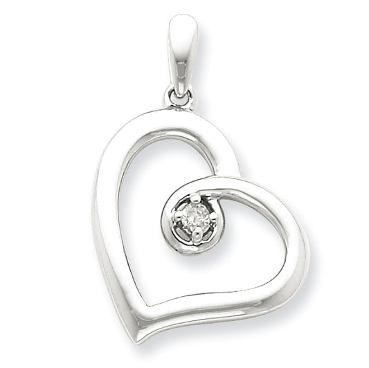 Sterling Silver Diamond Heart Pendant