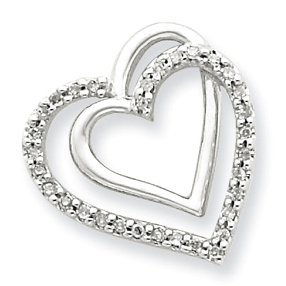Sterling Silver Diamond Double Hearts Pendant
