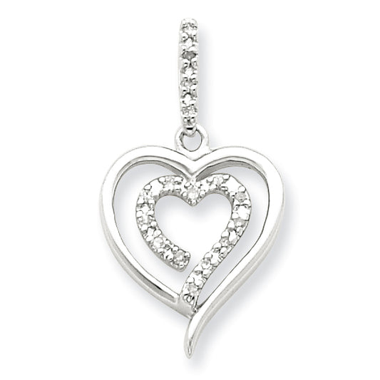 Sterling Silver Diamond Heart Pendant