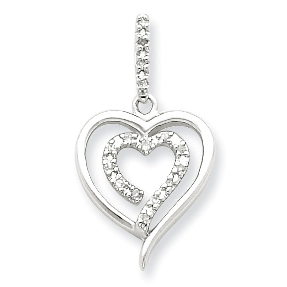 Sterling Silver Diamond Heart Pendant