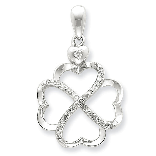 Sterling Silver Diamond 4 Hearts Pendant