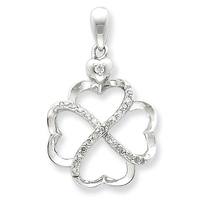 Sterling Silver Diamond 4 Hearts Pendant