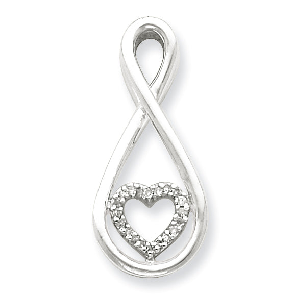 Sterling Silver Diamond Heart in Teardrop Pendant
