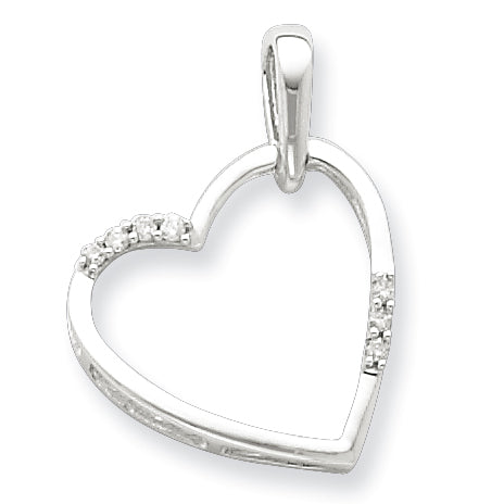 Sterling Silver Diamond Heart Pendant