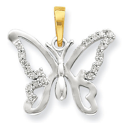 Sterling Silver & Vermeil Diamond Butterfly Pendant