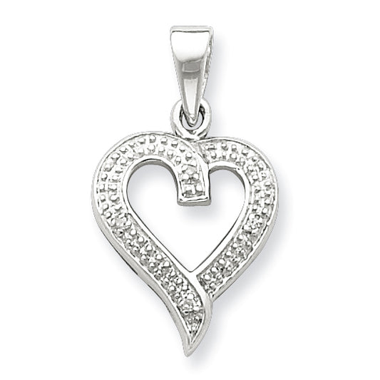 Sterling Silver Rhodium Diamond Heart Pendant