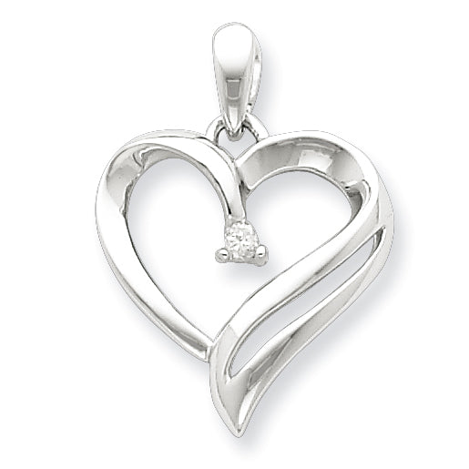 Sterling Silver Diamond Heart Pendant