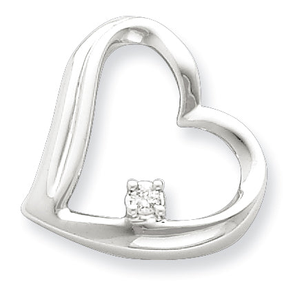 Sterling Silver Diamond Heart Pendant