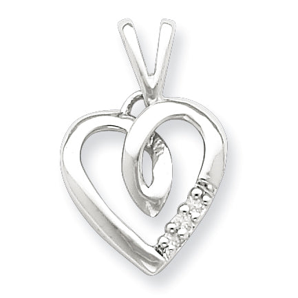 Sterling Silver Diamond Heart Pendant