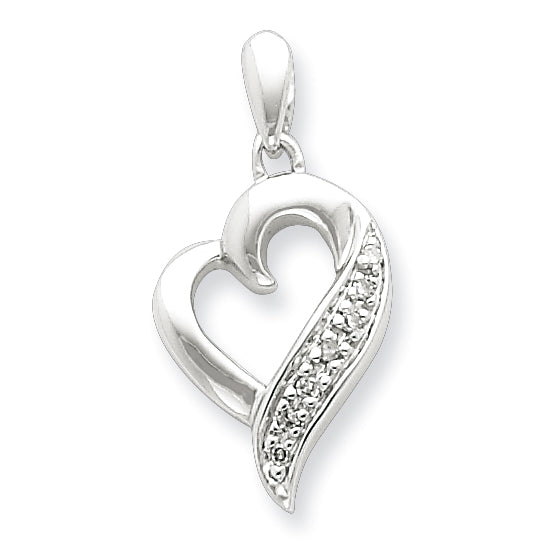 Sterling Silver Diamond Heart Pendant