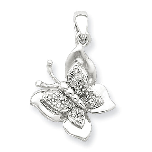 Sterling Silver Diamond Butterfly Pendant