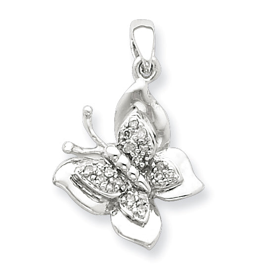 Sterling Silver Diamond Butterfly Pendant