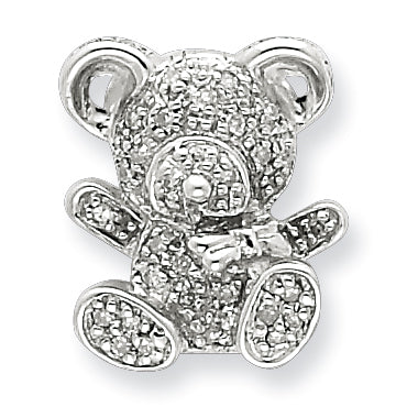 Sterling Silver Diamond Teddy Bear Pendant