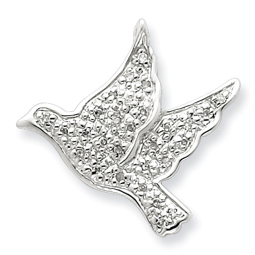 Sterling Silver Diamond Dove Peace on Reverse Pendant