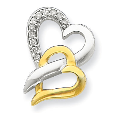 Sterling Silver & Vermeil Diamond Heart Pendant