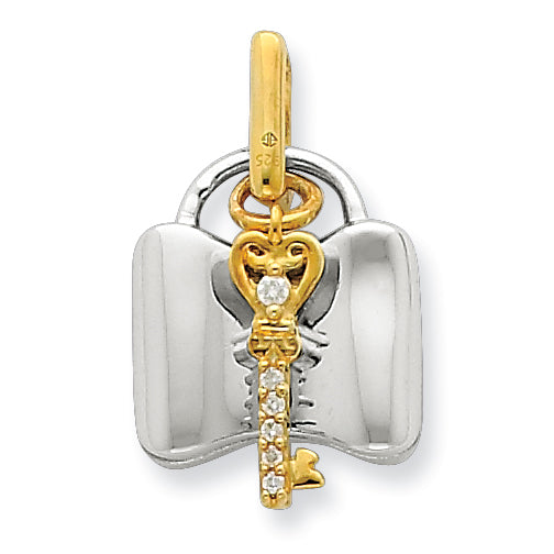 Sterling Silver & Vermeil Diamond Lock & Key Pendant