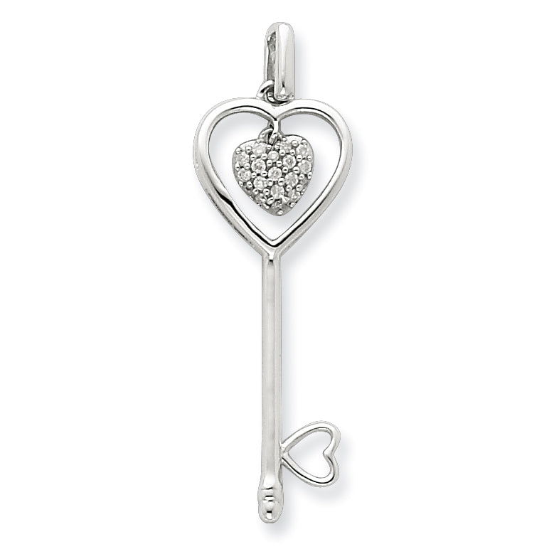 Sterling Silver Diamond Key Pendant