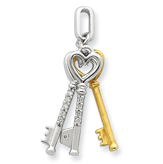 Sterling Silver & Vermeil Diamond Keys Pendant
