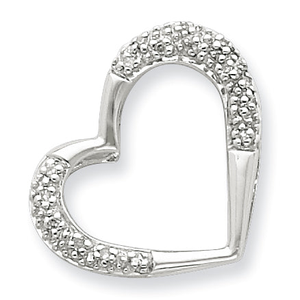Sterling Silver Rhodium Diamond Heart Pendant