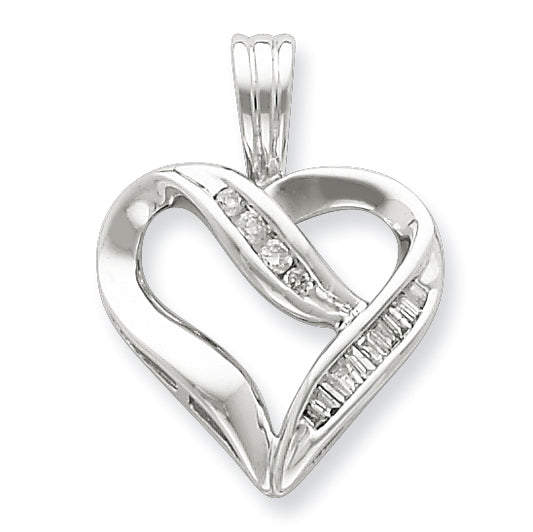 Sterling Silver Diamond Heart Pendant
