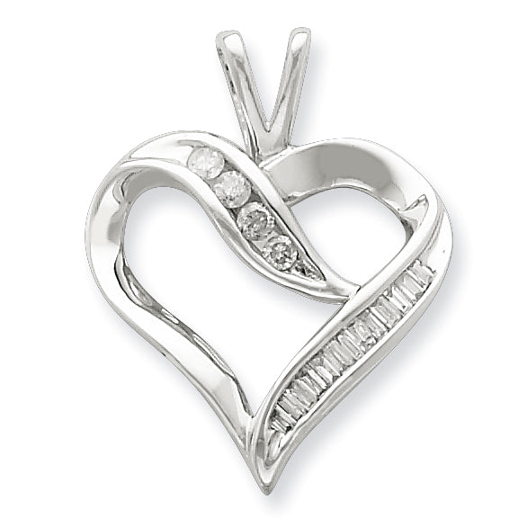 Sterling Silver Diamond Heart Pendant