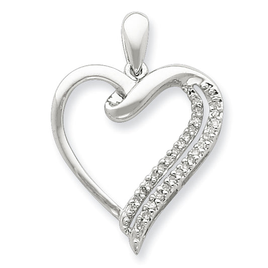 Sterling Silver Diamond Heart Pendant