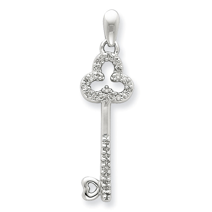 Sterling Silver Diamond Skeleton Key Pendant