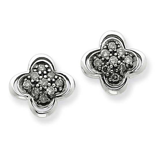 Sterling Silver & Rhodium Diamond Earrings