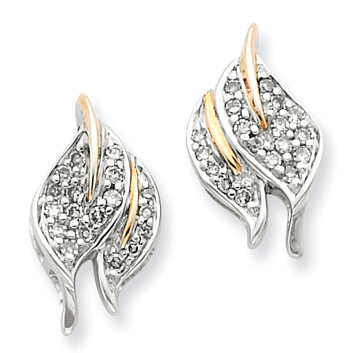 Sterling Silver & Vermeil Diamond Earrings