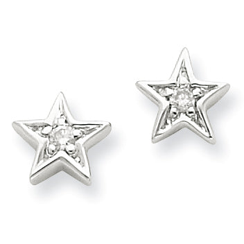 Sterling Silver Diamond Star Post Earrings