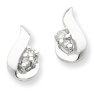 Sterling Silver Diamond Teardrop Post Earrings