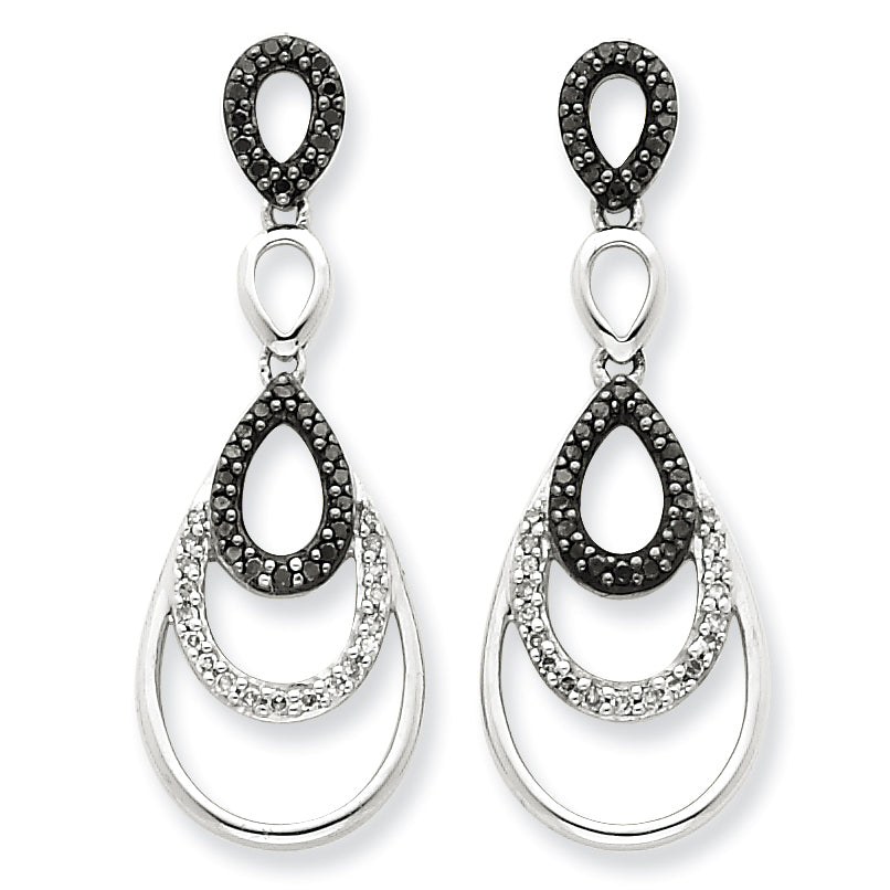 Sterling Silver Black & White Diamond Earrings