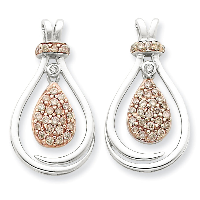 Sterling Silver & Rhodium Diamond Earrings