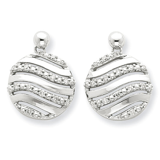 Sterling Silver Diamond Wave Circle Post Earrings