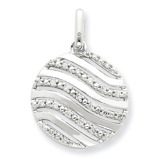 Sterling Silver Diamond Wave Circle Pendant