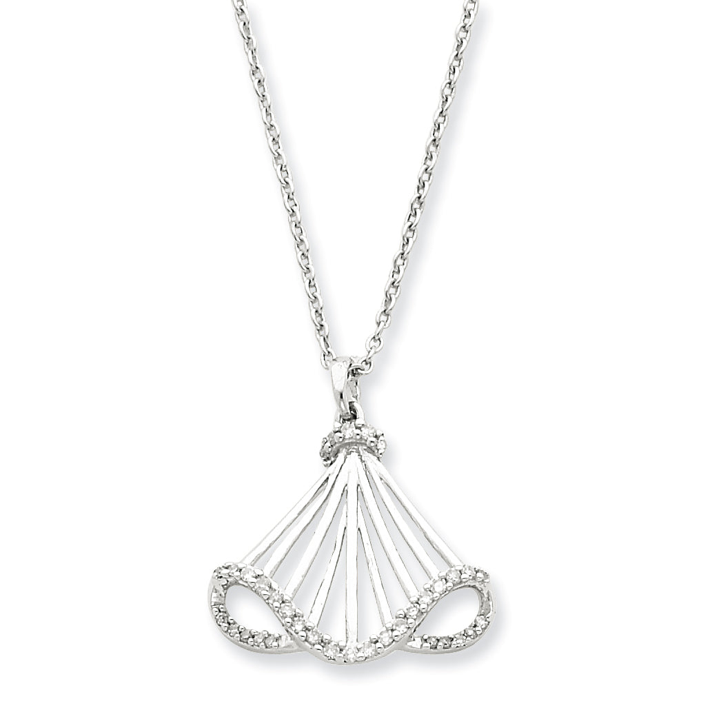 Sterling Silver Diamond Fan Necklace