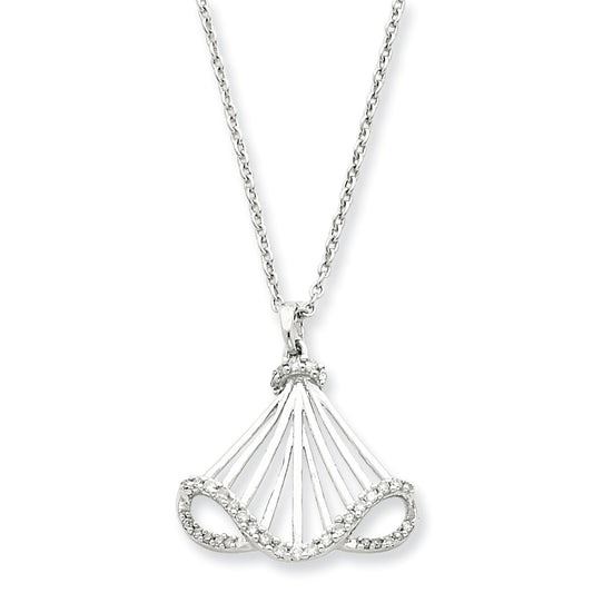 Sterling Silver Diamond Fan Necklace