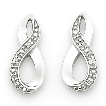 Sterling Silver Rhodium Diamond Post Earrings