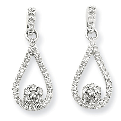 Sterling Silver Diamond Teardrop Post Earrings