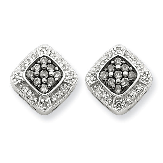 Sterling Silver Black & White Diamond Earrings
