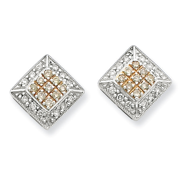 Sterling Silver & Rhodium Diamond Earrings