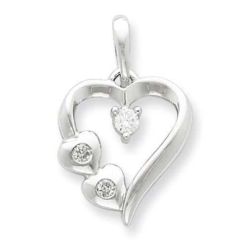 Sterling Silver Diamond Heart Pendant