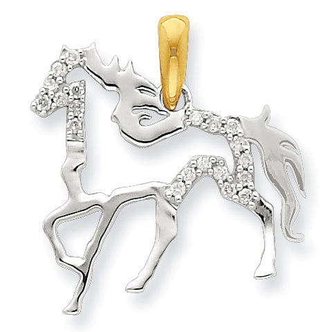 Sterling Silver & Vermeil Diamond Horse Pendant