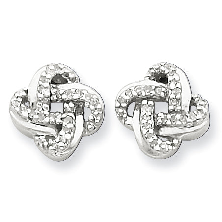 Sterling Silver Diamond Knot Post Earrings