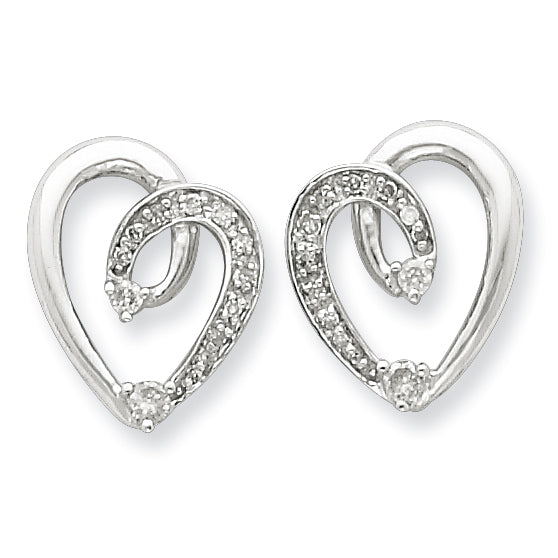 Sterling Silver Diamond Heart Post Earrings