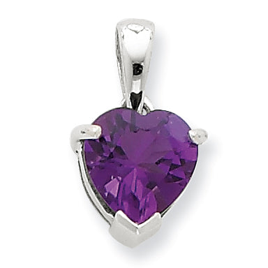 Sterling Silver Rhodium Amethyst Pendant