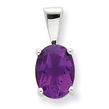 Sterling Silver Rhodium Amethyst Pendant