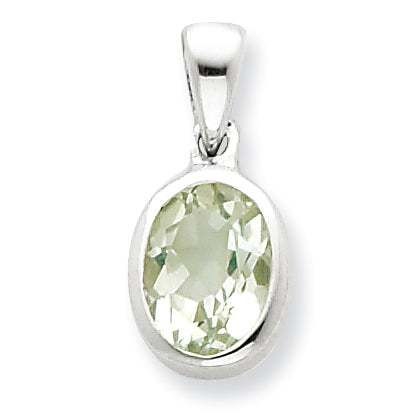 Sterling Silver Rhodium Green Amethyst Pendant