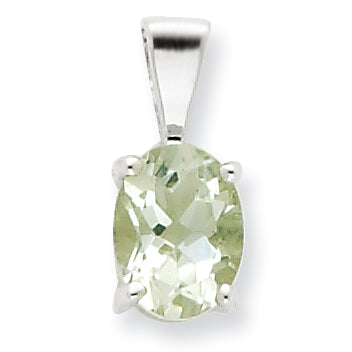 Sterling Silver Rhodium Green Amethyst Pendant