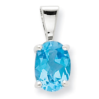 Sterling Silver Rhodium Lt Sw Blue Topaz Pendant